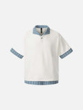 DAXUEN Plaid patchwork short-sleeved polo shirt