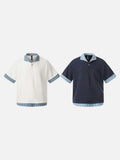 DAXUEN Plaid patchwork short-sleeved polo shirt