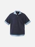 DAXUEN Plaid patchwork short-sleeved polo shirt