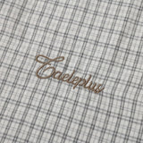 White Plaid Pattern Long-Sleeve Button-Up Shirt