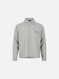 White Plaid Pattern Long-Sleeve Button-Up Shirt