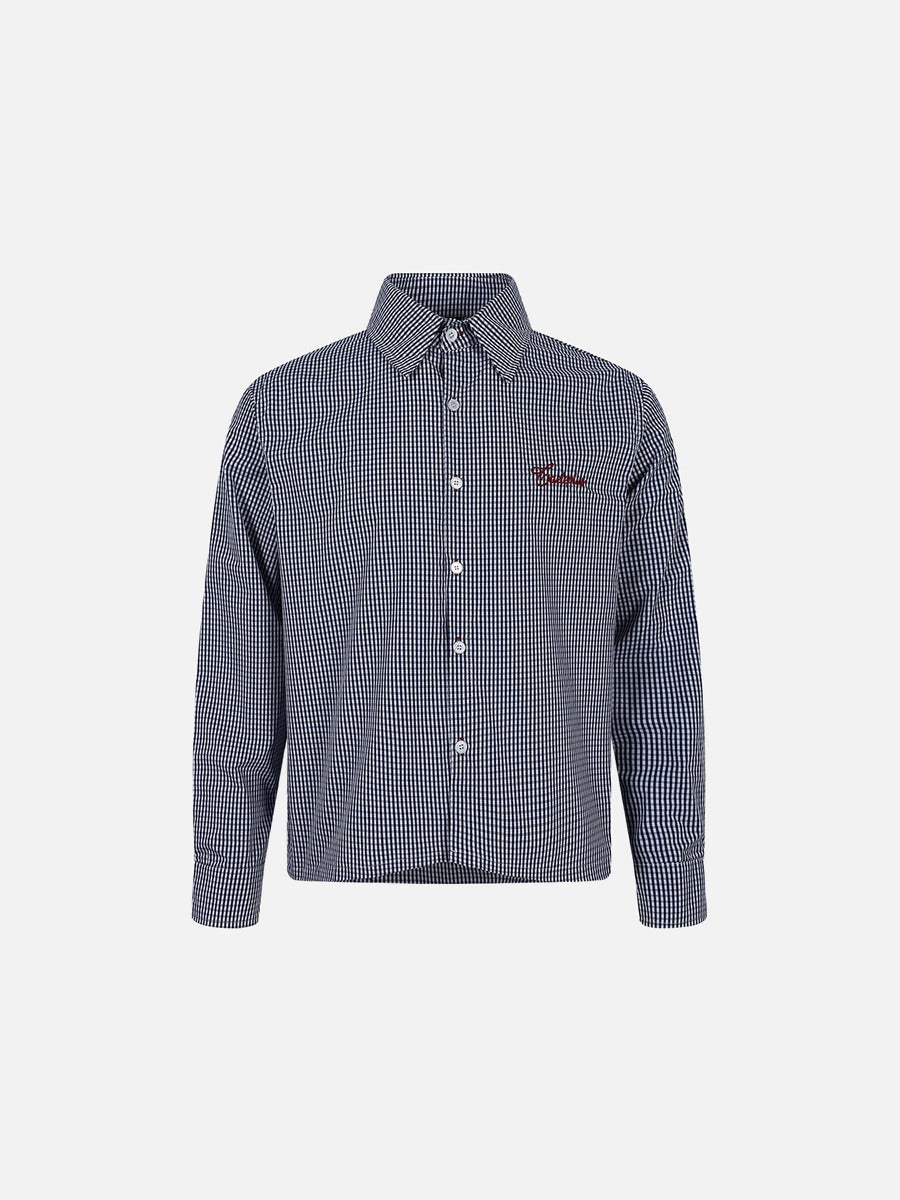 Plaid Blue Pattern Long-Sleeve Button-Up Shirt