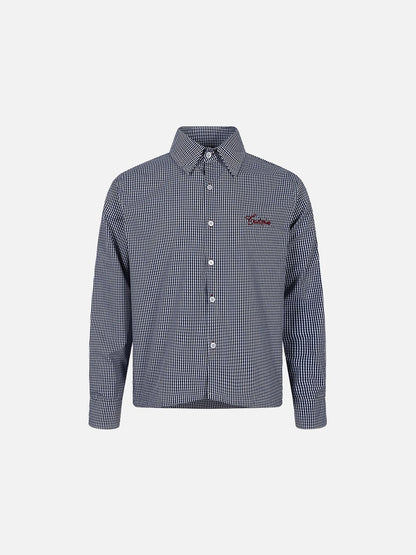 Plaid Blue Pattern Long-Sleeve Button-Up Shirt