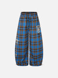 DAXUEN blue brown black plaid wide-leg pants