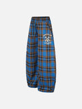 DAXUEN blue brown black plaid wide-leg pants