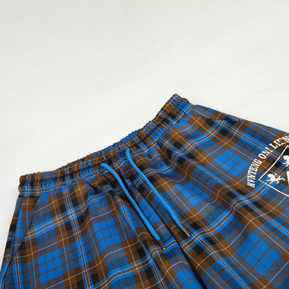 DAXUEN blue brown black plaid wide-leg pants