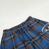 DAXUEN blue brown black plaid wide-leg pants