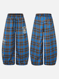 DAXUEN blue brown black plaid wide-leg pants
