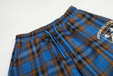 DAXUEN blue brown black plaid wide-leg pants