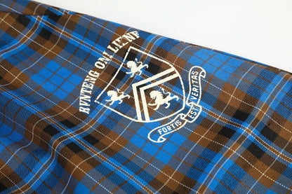 DAXUEN blue brown black plaid wide-leg pants