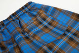 DAXUEN blue brown black plaid wide-leg pants