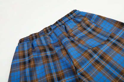 DAXUEN blue brown black plaid wide-leg pants