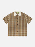 DAXUEN Short sleeve plaid button-up shirt