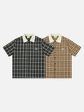 DAXUEN Short sleeve plaid button-up shirt