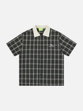 DAXUEN Short sleeve plaid button-up shirt