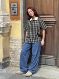 DAXUEN Short sleeve plaid button-up shirt — model photo