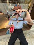 DAXUEN Plaid short-sleeved shirt with dog embroidery — model photo