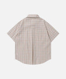 DAXUEN Plaid short-sleeved shirt with dog embroidery