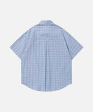 DAXUEN Plaid short-sleeved shirt with dog embroidery