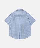 DAXUEN Plaid short-sleeved shirt with dog embroidery