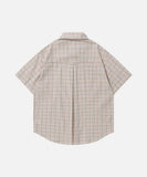 DAXUEN Plaid short-sleeved shirt with dog embroidery