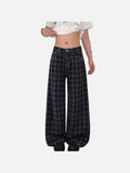 DAXUEN plaid and solid wide-leg denim pants