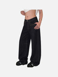 DAXUEN plaid and solid wide-leg denim pants