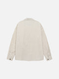 DAXUEN cream oversized plaid tie long-sleeve shirt