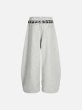DAXUEN light grey marl plaid-wrapped wide-leg sweatpants