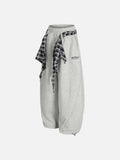 DAXUEN light grey marl plaid-wrapped wide-leg sweatpants
