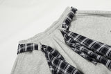 DAXUEN light grey marl plaid-wrapped wide-leg sweatpants