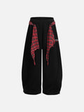 Plaid-Wrapped Wide-Leg Sweatpants