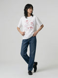 DAXUEN Graphic T-shirt featuring dogs and a cat — model photo