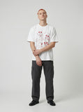 DAXUEN Graphic T-shirt featuring dogs and a cat — model photo