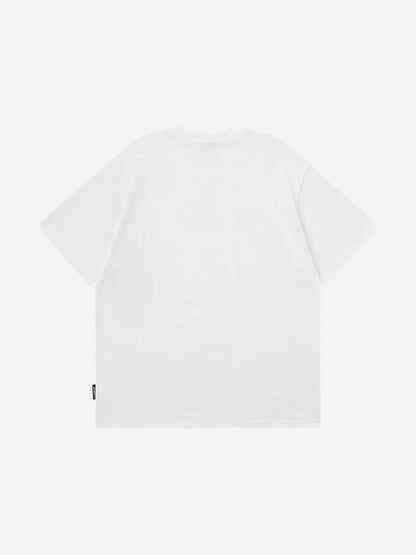 DAXUEN Playful apple graphic T-shirt with bear design
