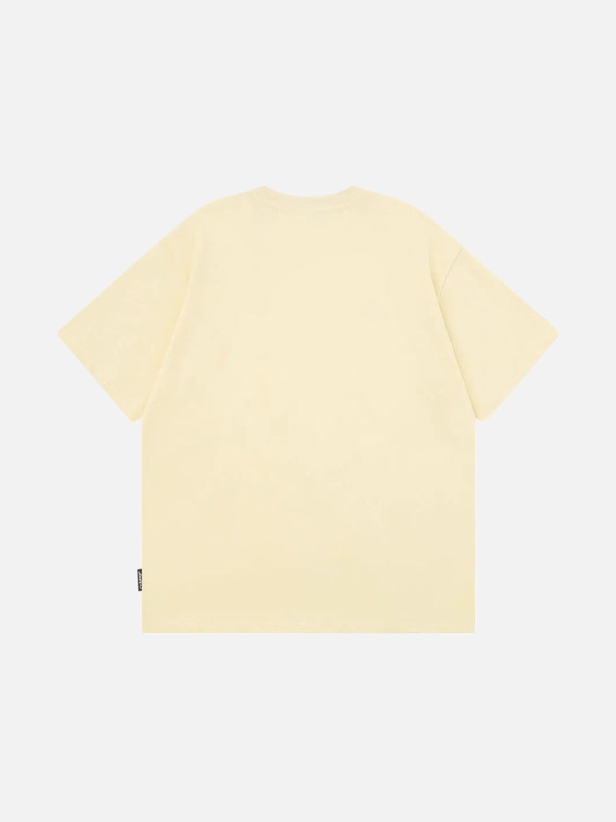DAXUEN Playful apple graphic T-shirt with bear design