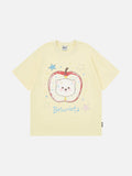 DAXUEN Playful apple graphic T-shirt with bear design