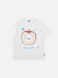 DAXUEN Playful apple graphic T-shirt with bear design
