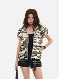 DAXUEN Full-zip hooded camouflage jacket with pink accents