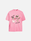 DAXUEN light green playful cartoon dogs graphic t-shirt
