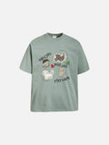 DAXUEN light green playful cartoon dogs graphic t-shirt