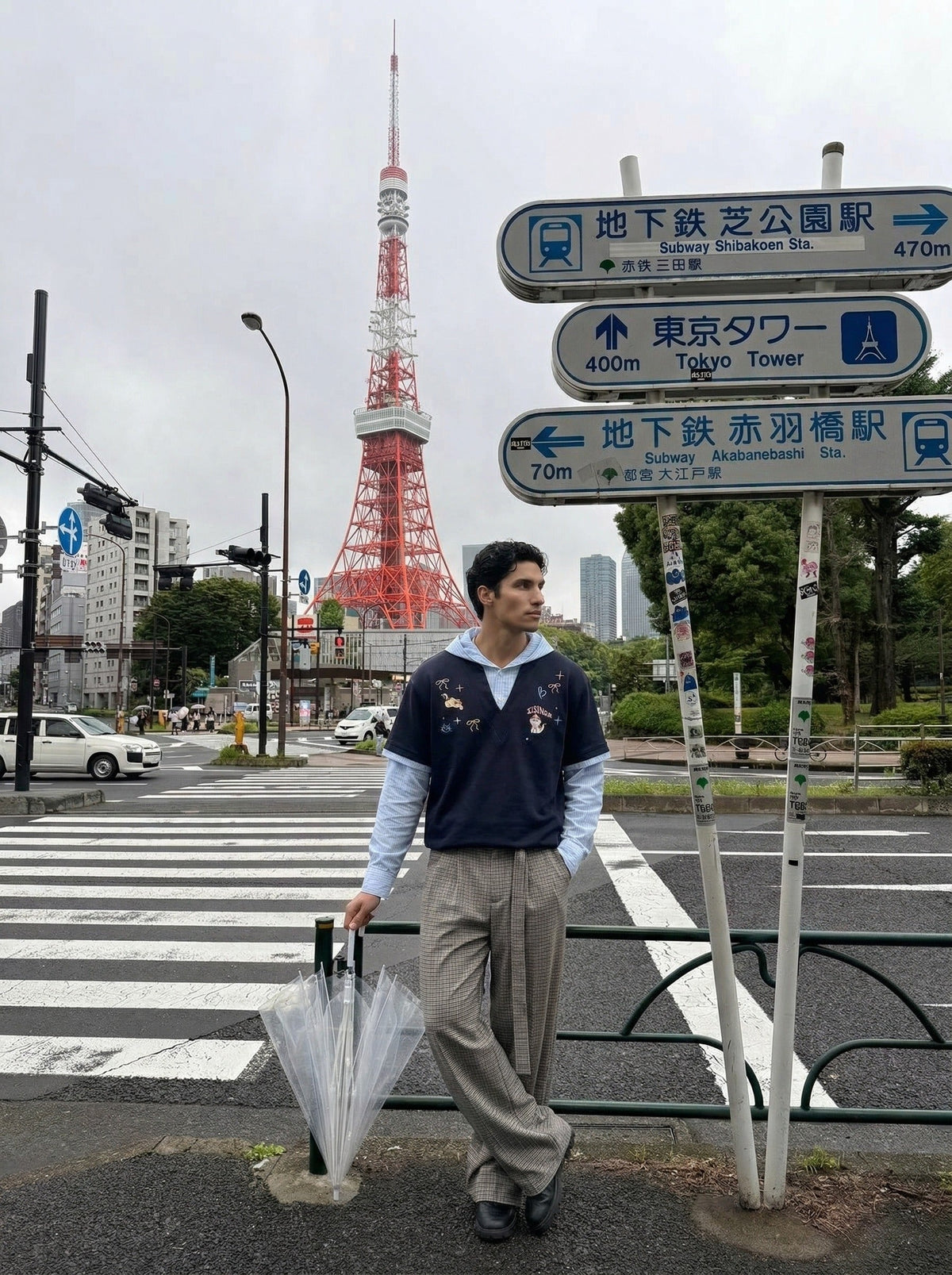 DAXUEN Playful hooded top with cartoon embroidery and striped details — model photo