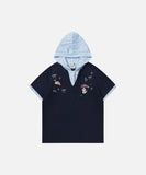 DAXUEN Playful hooded top with cartoon embroidery and striped details