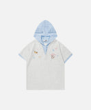 DAXUEN Playful hooded top with cartoon embroidery and striped details