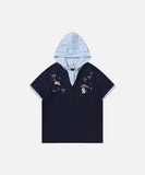 DAXUEN Playful hooded top with cartoon embroidery and striped details