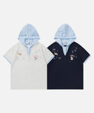 DAXUEN Playful hooded top with cartoon embroidery and striped details