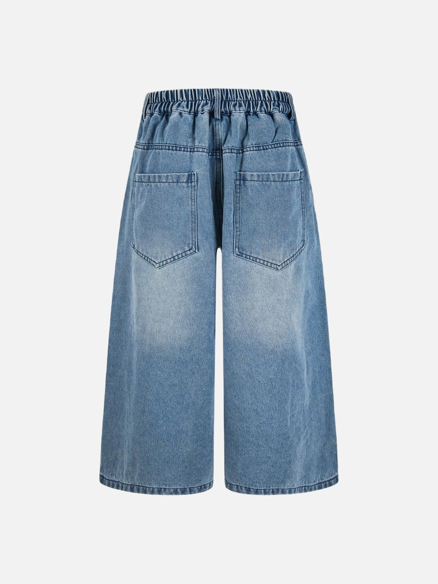 DAXUEN Loose-fitting wide-leg denim trousers with cartoon embroidery