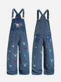 DAXUEN Playful cat embroidered denim overalls