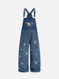 DAXUEN Playful cat embroidered denim overalls