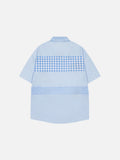 DAXUEN Short-sleeved button-up shirt with cat embroideries